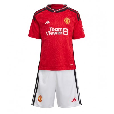 Otroški Nogometni dresi Manchester United Marcus Rashford #10 Domači 2023-24 Kratek Rokav (+ Kratke hlače)